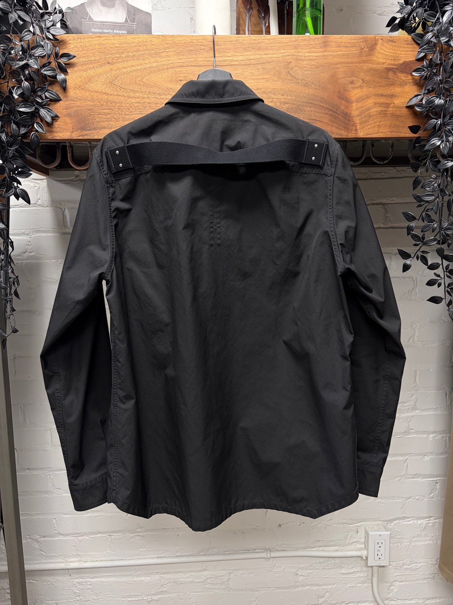 SS2023 Rick Owens ‘Edfu’ Flap Pocket ‘Shoulder Strap’ Button Snap Black Work Shirt