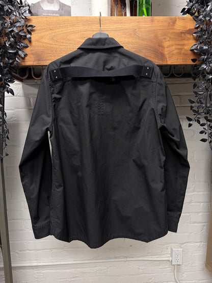 SS2023 Rick Owens ‘Edfu’ Flap Pocket ‘Shoulder Strap’ Button Snap Black Work Shirt