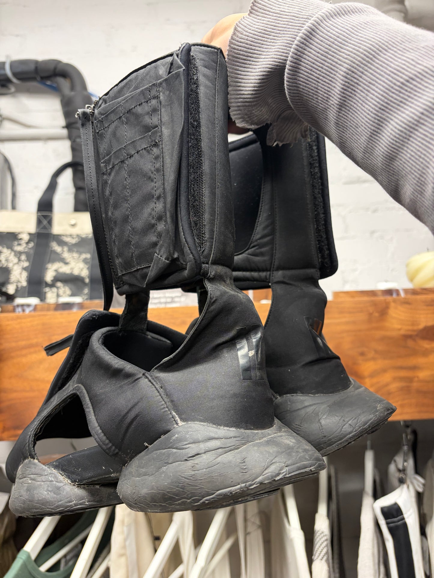 Rick Owens Black ‘Cargo Sandal’ High Top Sneakers