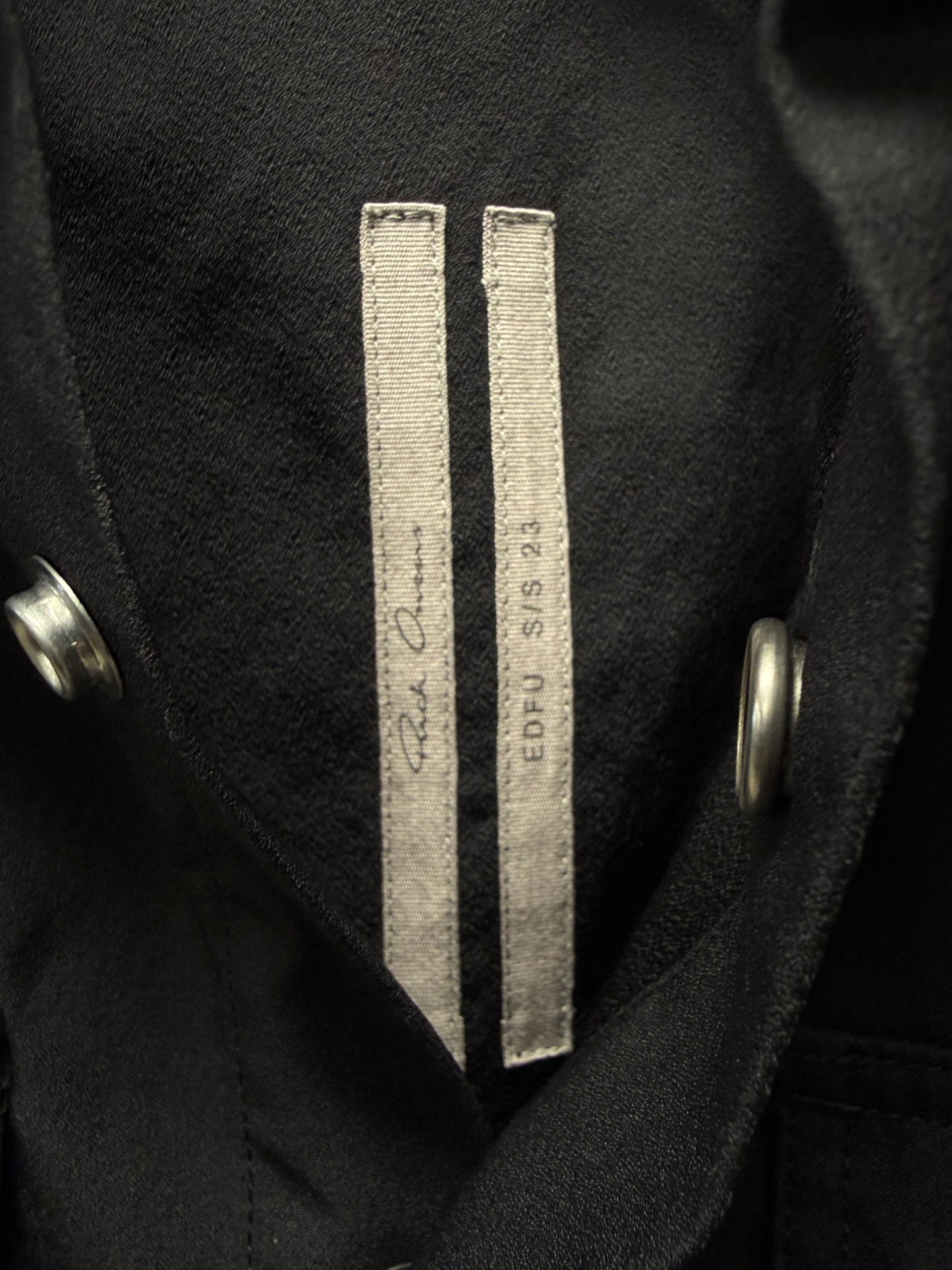 SS2023 Rick Owens ‘Edfu’ Flap Pocket ‘Shoulder Strap’ Button Snap Black Work Shirt