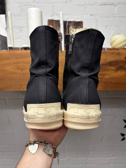 Rick Owens DRKSHDW Black Cotton/Nylon ‘Ramones’ High Top Sneakers