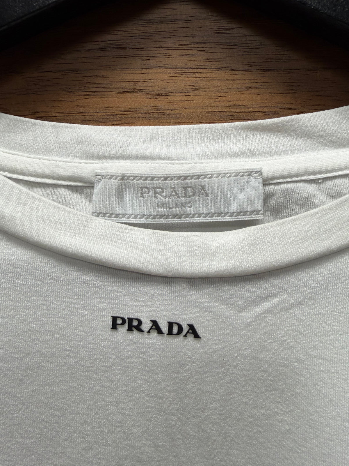 Prada ‘Miniature Logo’ White Short Sleeve Cotton T-Shirt