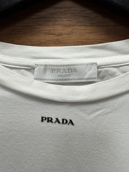 Prada ‘Miniature Logo’ White Short Sleeve Cotton T-Shirt