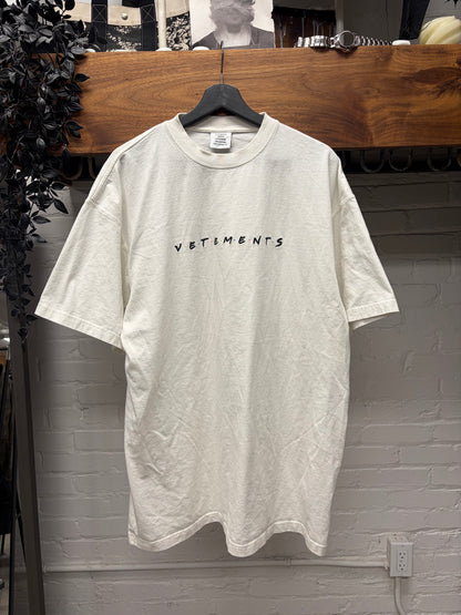 Vetements ‘Friends’ Parody Embroidered Logo White Oversized T-Shirt