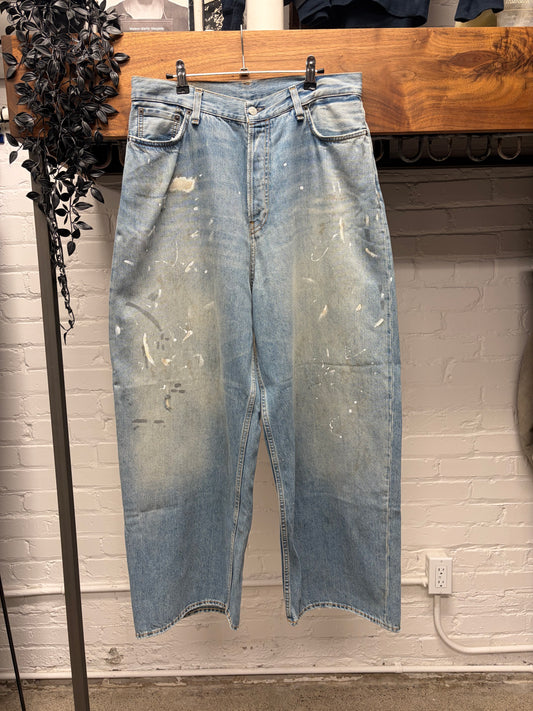 Acne Studios ‘2023F’ Super Baggy Paint Splattered Blue Oversized Denim