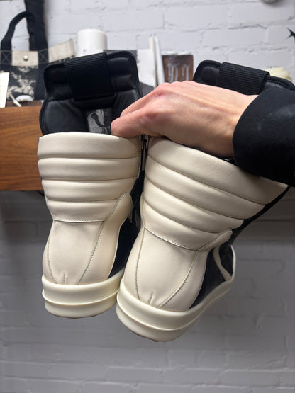 Rick Owens ‘Geobasket’ Black/Milk Leather High Top Sneakers