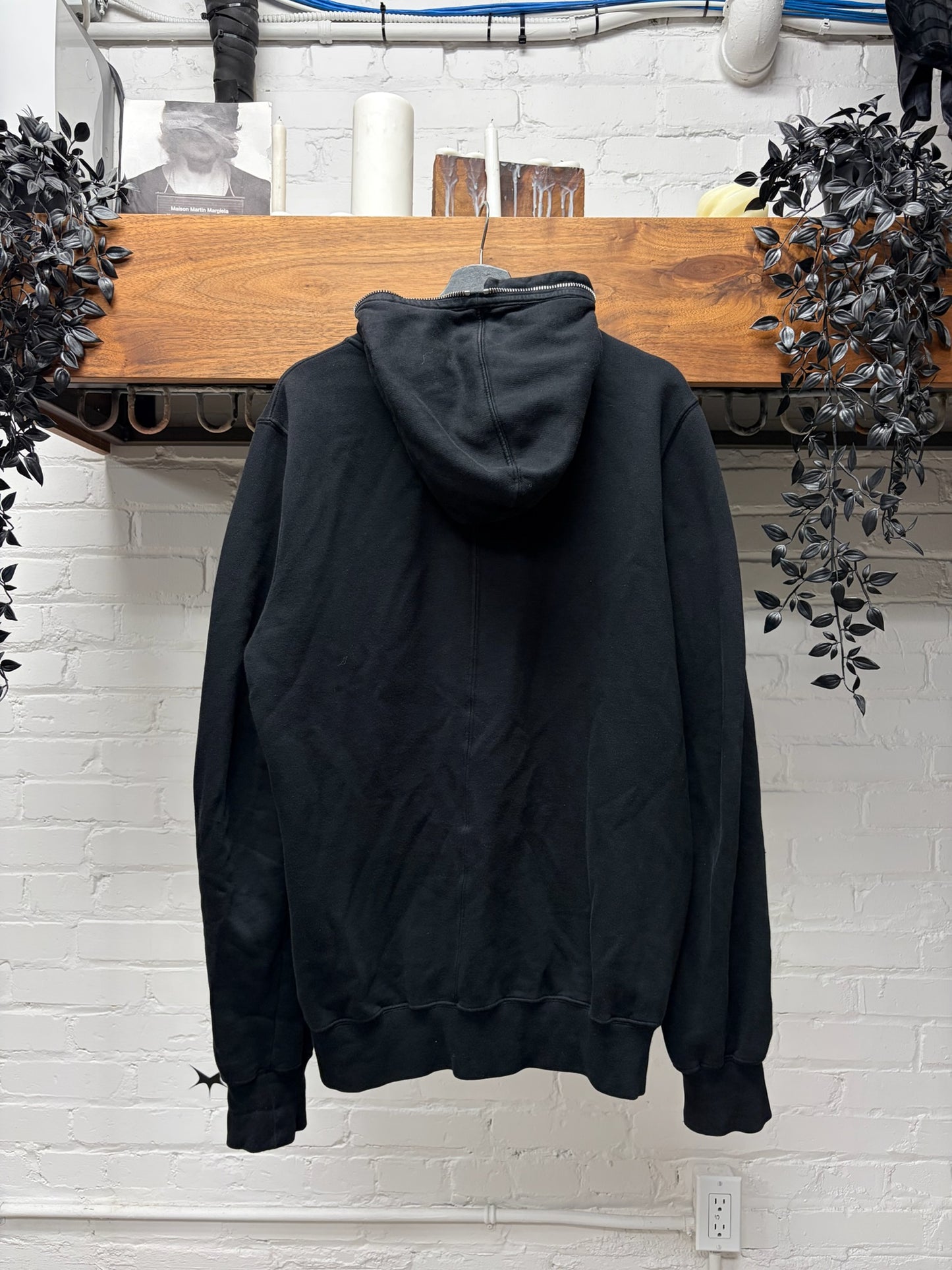 Rick Owens ‘Gimp’ Full Zip Black Eyelet Cutout Cotton Zip-Up Hoodie