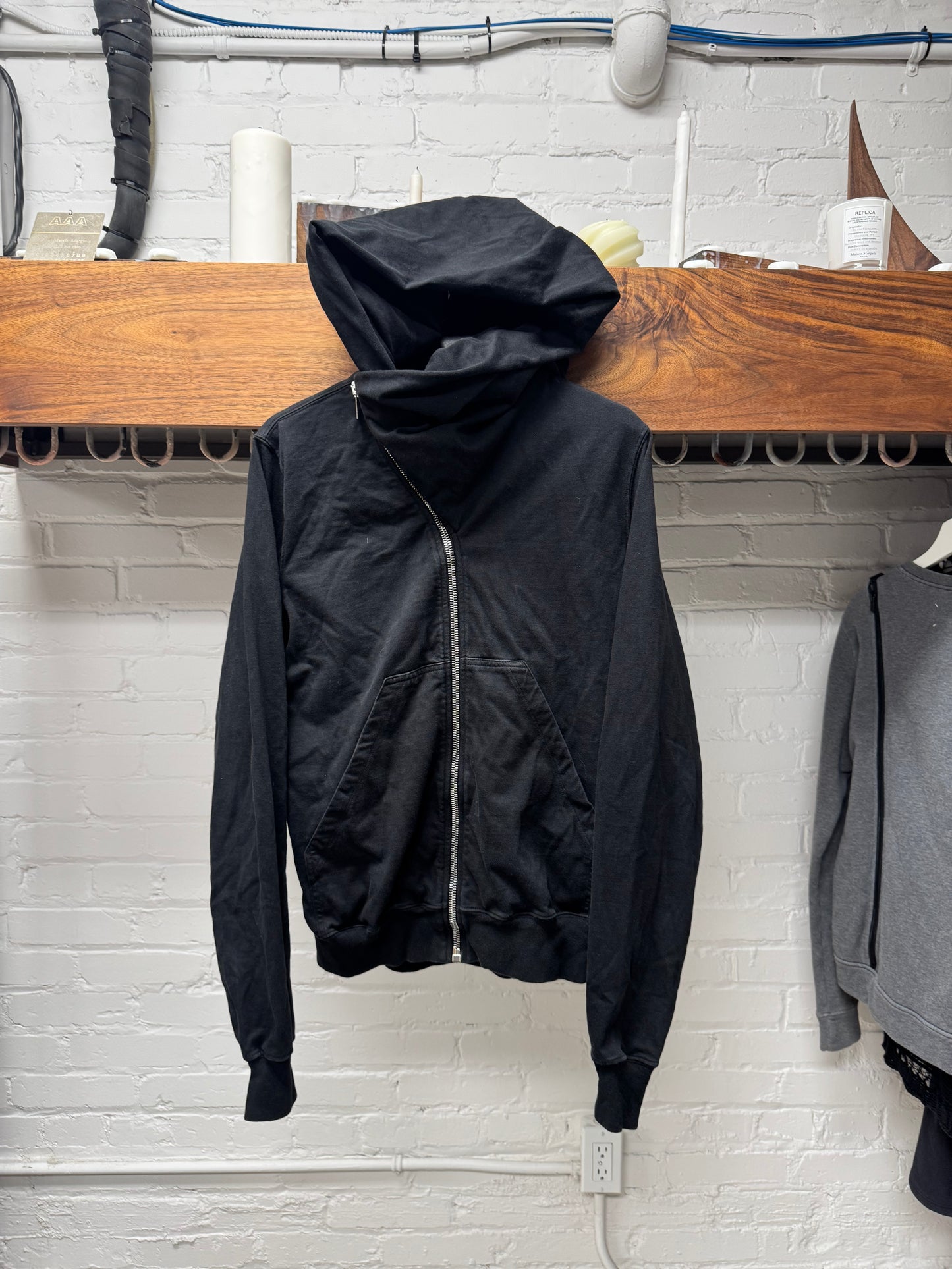 Rick Owens DRKSHDW ‘Mountain Zip’ High Neck Zip-Up Hoodie
