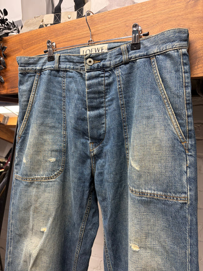 Loewe ‘Fatigue’ Washed Blue Bootcut Denim