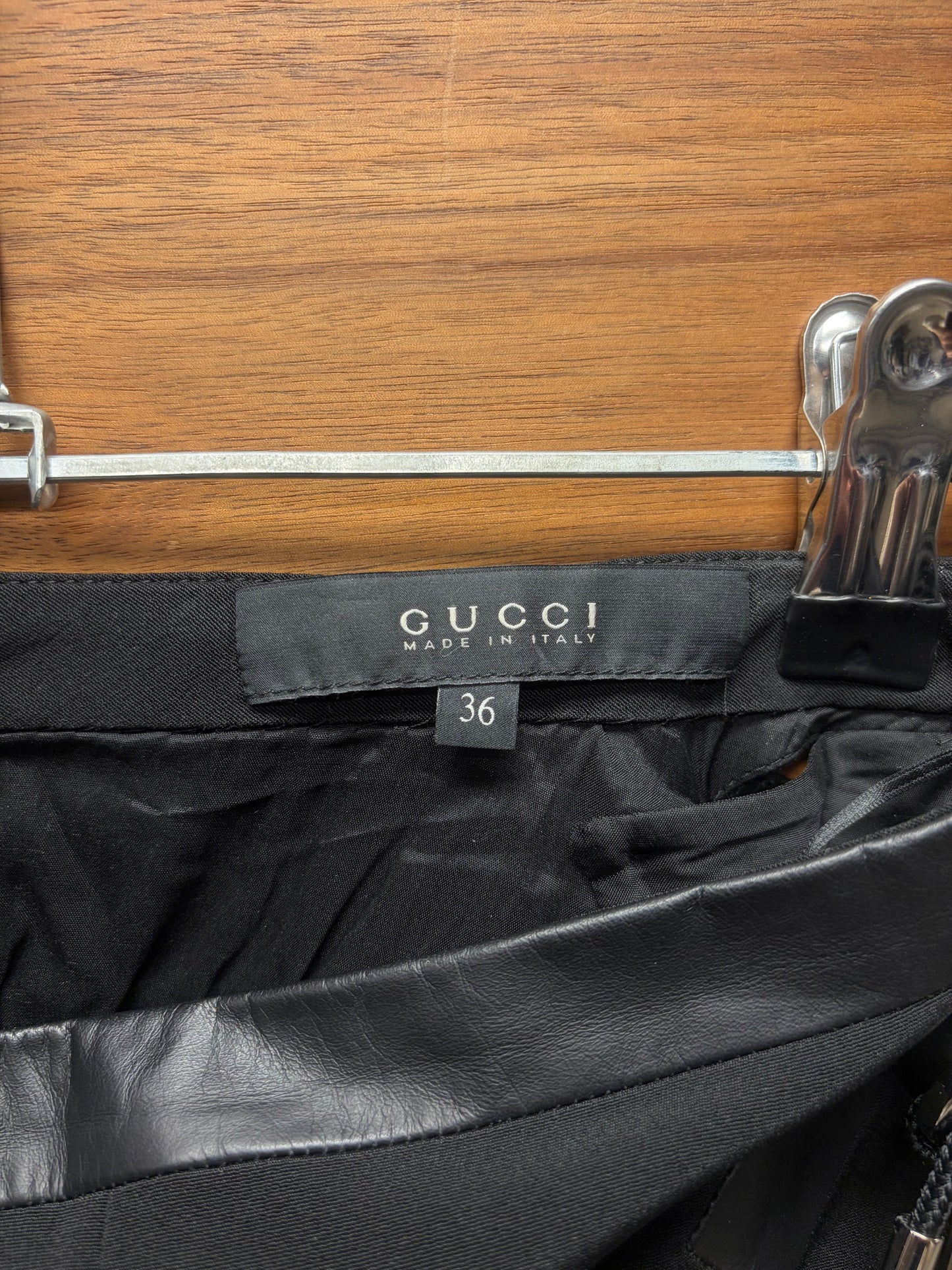 SS2010 Gucci by Frida Giannini Crystal Harness Closure Black Silk Trousers