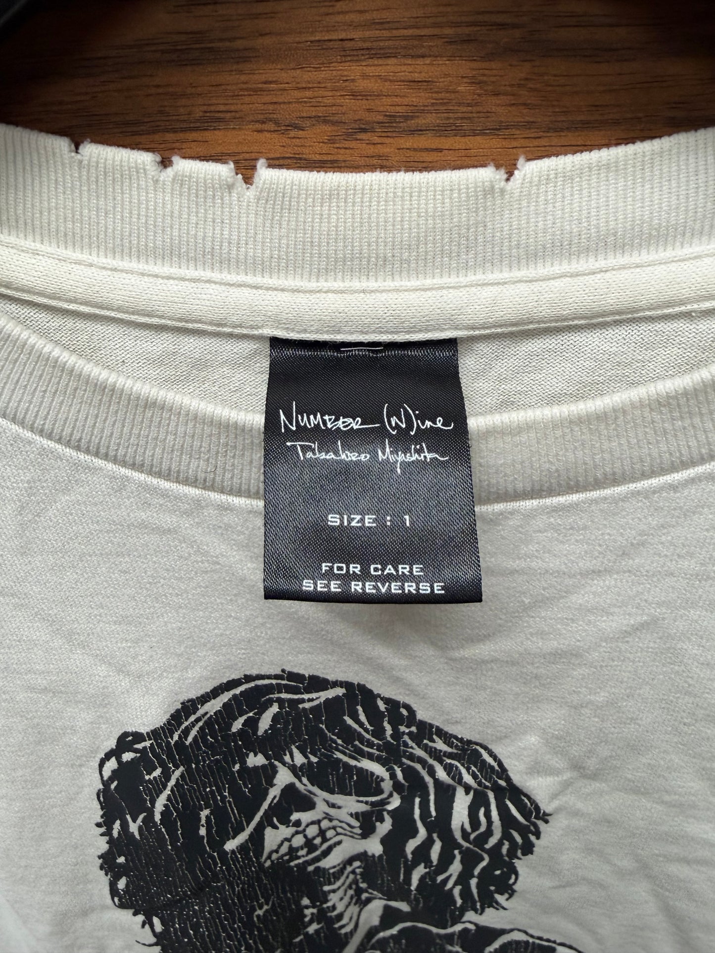 SS2004 Number (N)ine ‘Patti Smith’ Distressed White Graphic T-Shirt