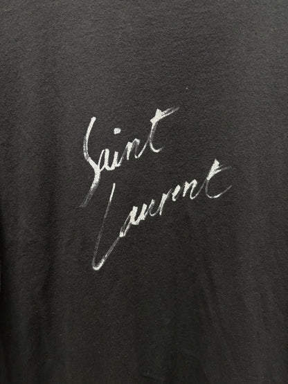 2021 Saint Laurent ‘Cursive Logo’ Black Graphic T-Shirt