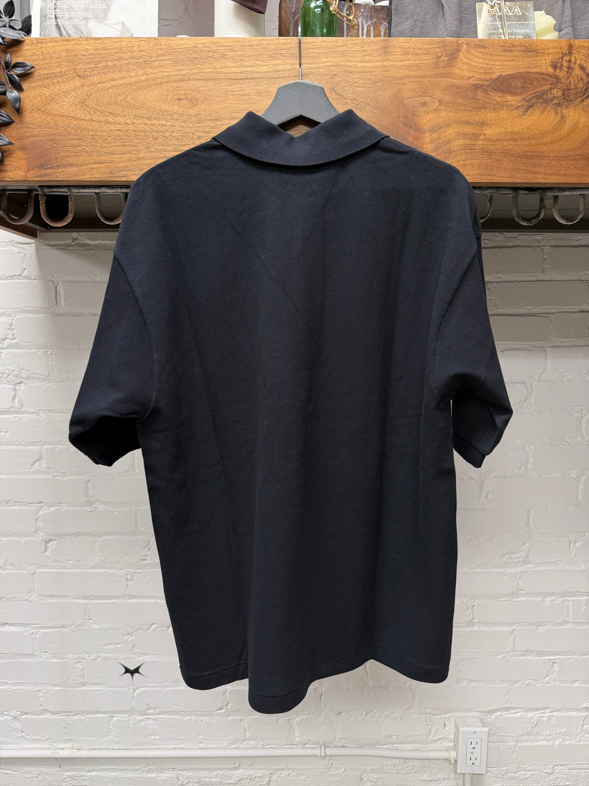 Auralee Dark Navy Cotton Short Sleeve Polo