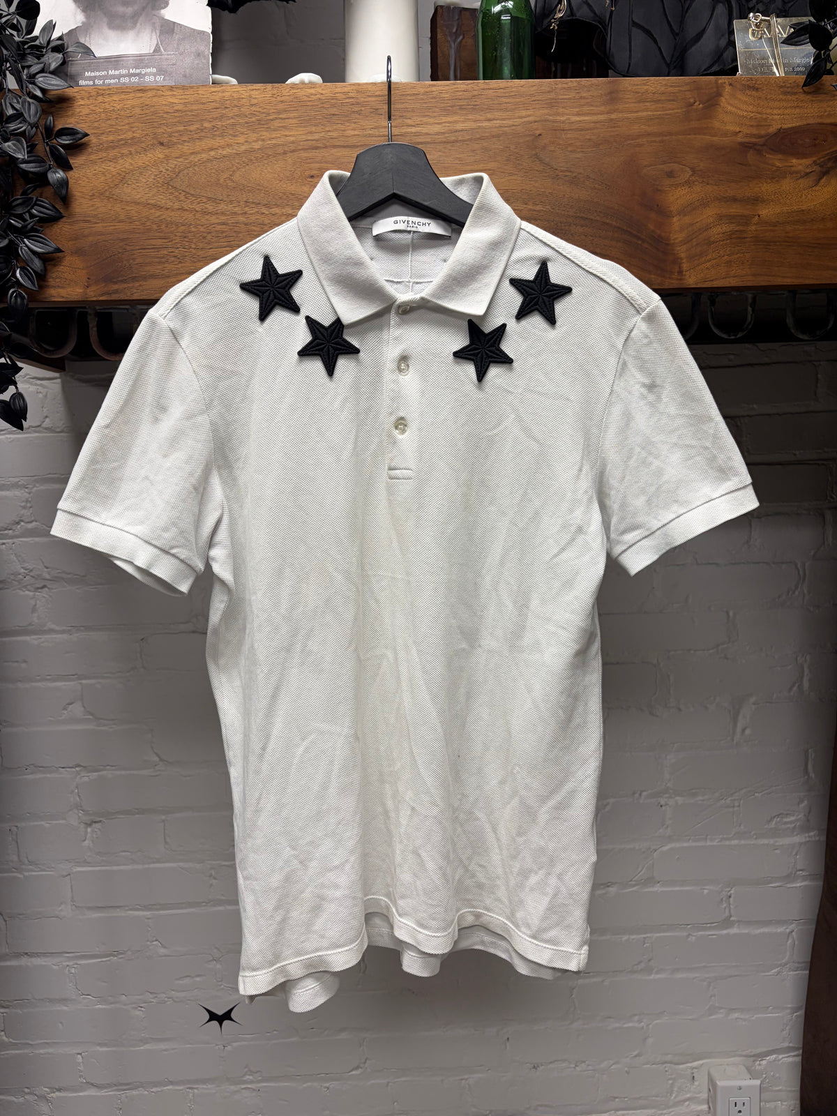Givenchy ‘Star Patch’ White/Black Embroidered Cotton Polo