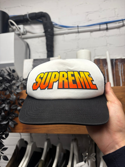 SS2024 Supreme ‘Gradient Logo’ Black Mesh Trucker Hat