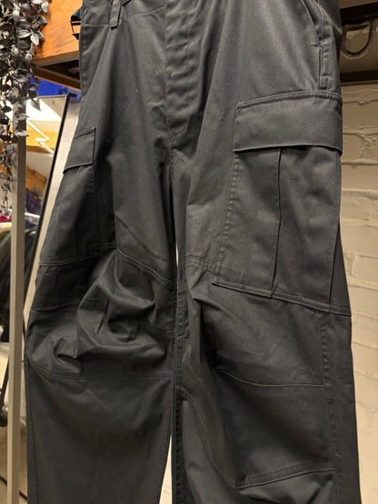 2022 Balenciaga Wide Leg Black Utility Pocket Cargo Pants