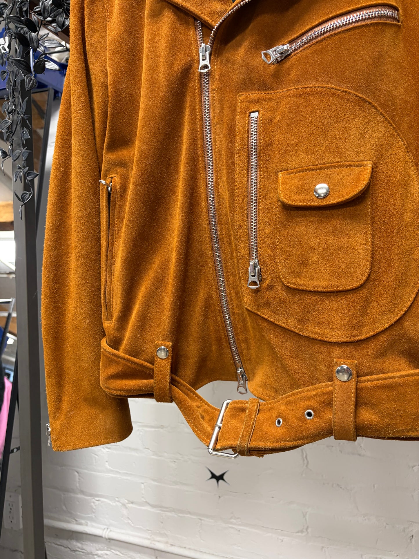 Acne Studios Caramel Brown Suede Biker Jacket