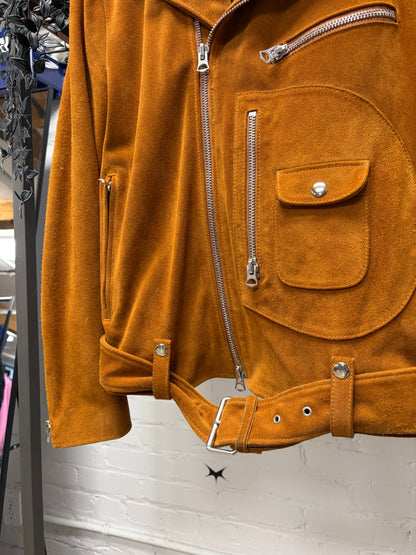 Acne Studios Caramel Brown Suede Biker Jacket
