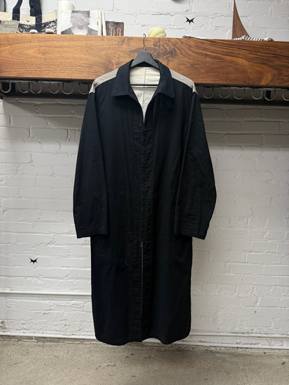 AW2020 Yohji Yamamoto Black Scandal ‘Uchida Suzume’ Shadow Print Long Coat