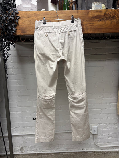 Vintage Helmut Lang Cream Cotton Pants with Back of Knee Pockets