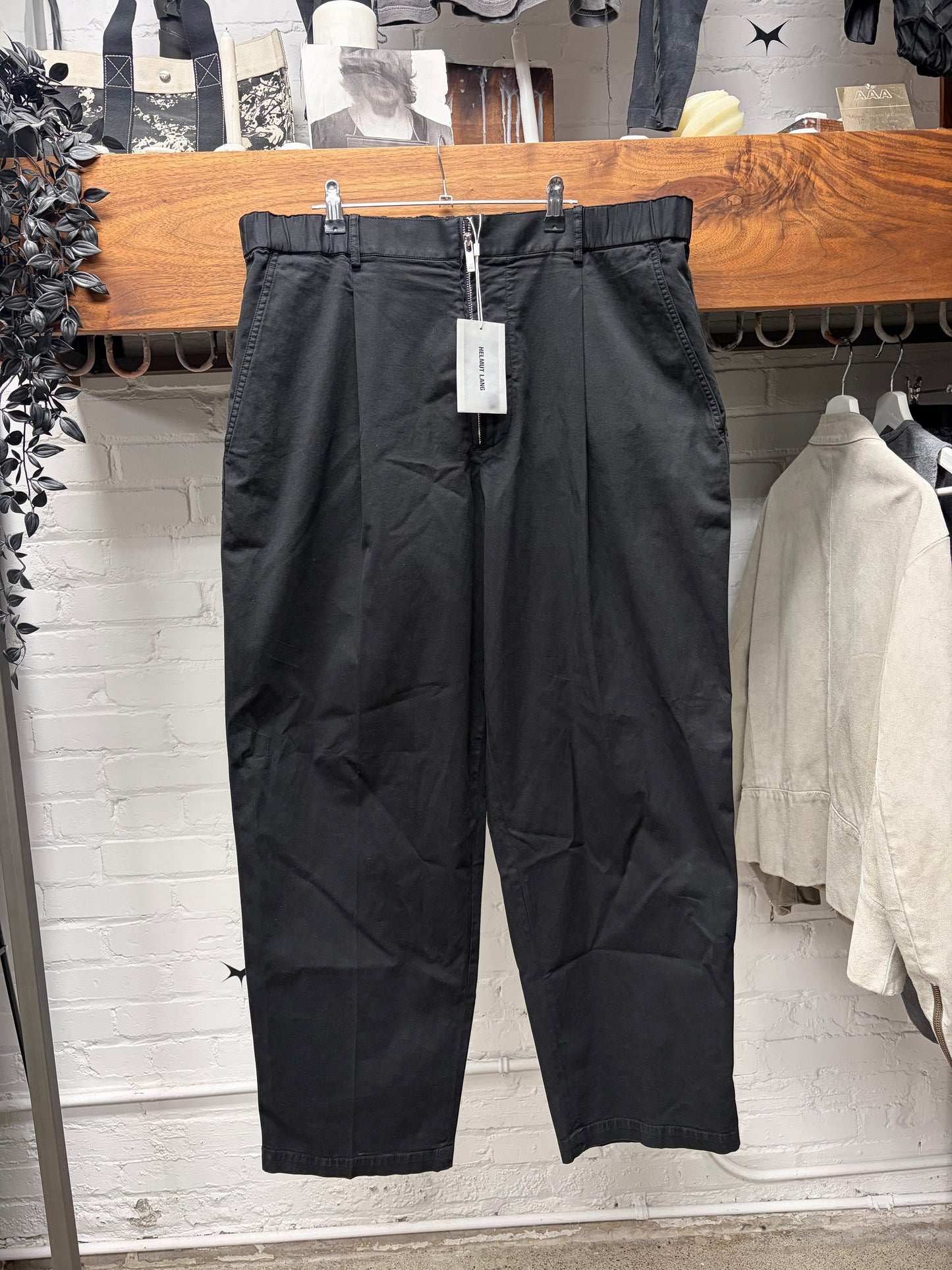 Helmut Lang Wide Leg Black ‘Front Zip’ Pants