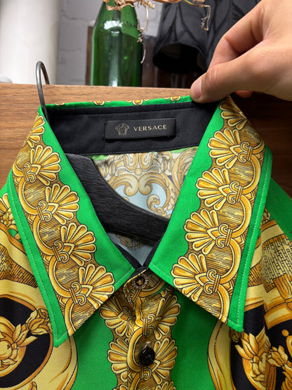 Versace Full Print ‘Baroque Pattern’ Silk Button Up Shirt