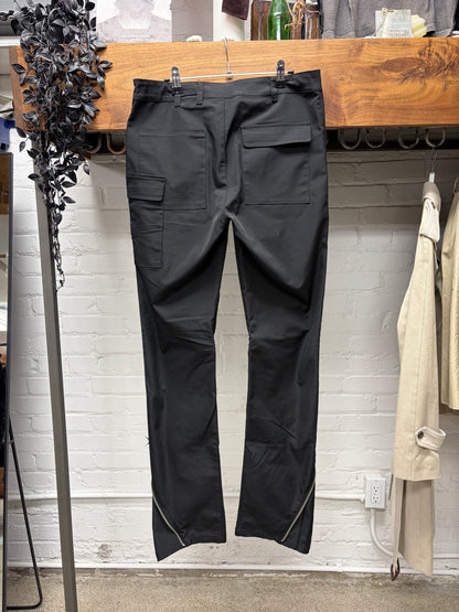 Heliot Emil Black ‘Furtive’ Spiral Zip Cargo Pants
