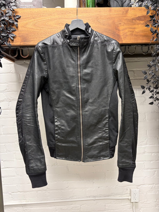 SS2010 Rick Owens ‘Release’ Black Hybrid Lambskin Leather/Cotton Jacket
