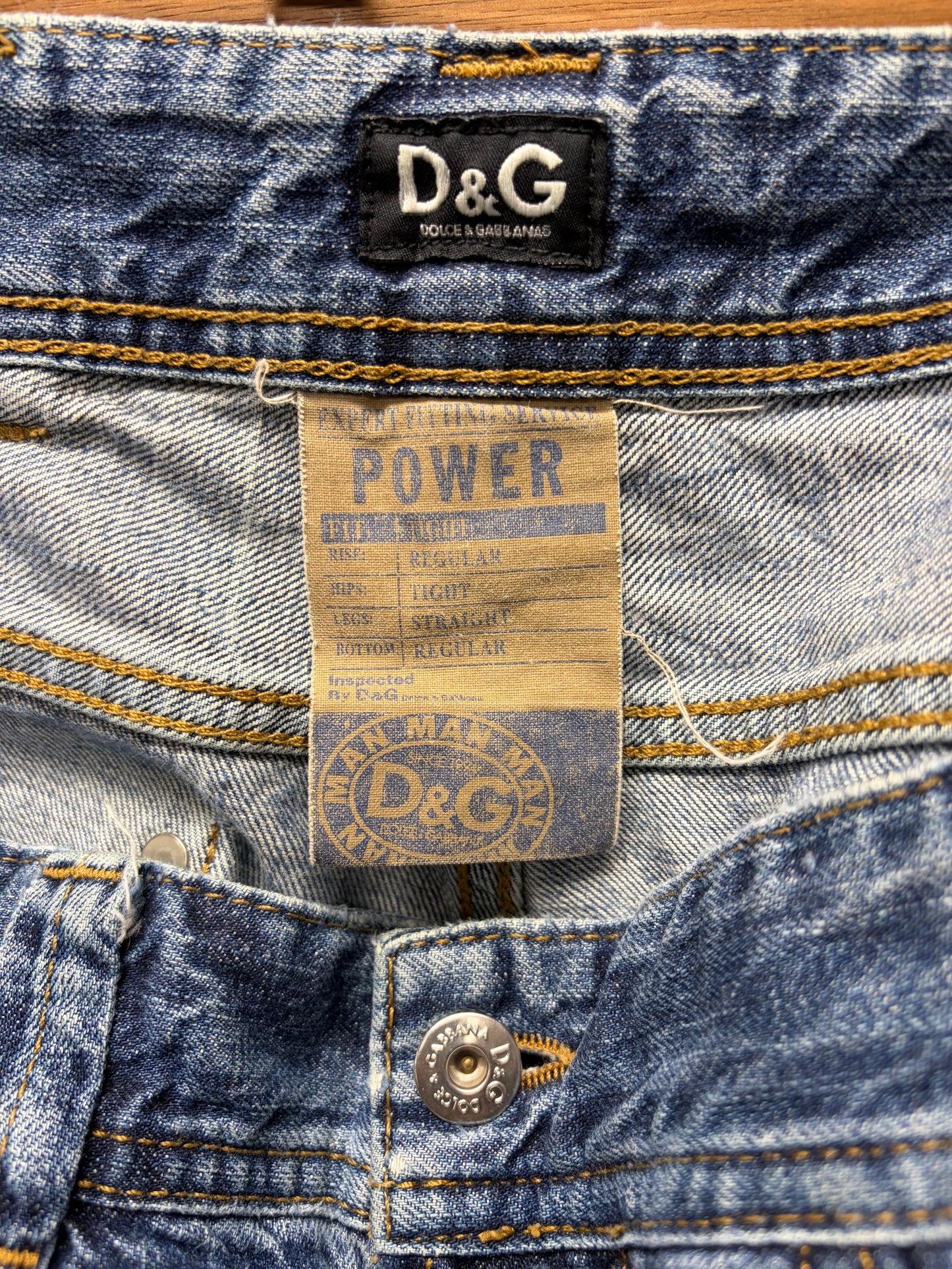 2000s Dolce and Gabbana Distressed Washed Blue Bootcut Denim