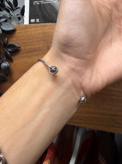 Chrome Hearts Tiny Cross Pendant .925 Silver Bangle Bracelet