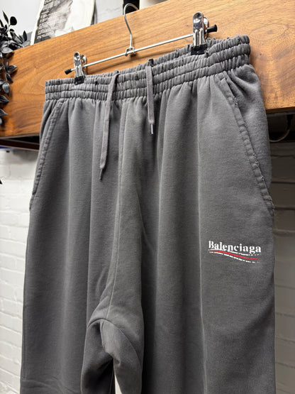 2022 Balenciaga Distressed Grey ‘Campaign Logo’ Wide Leg Sweatpants