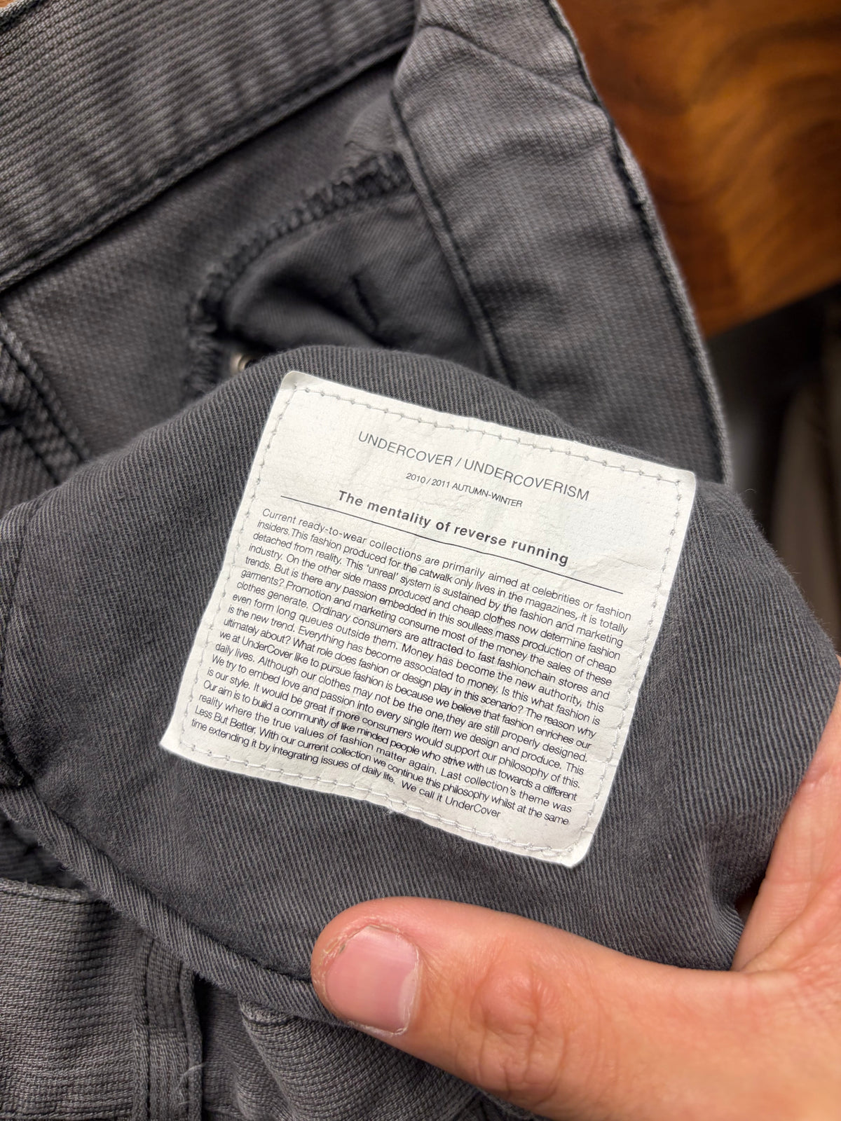 AW2010 Undercover ‘Reverse Running’ Darted Grey Skinny Jeans