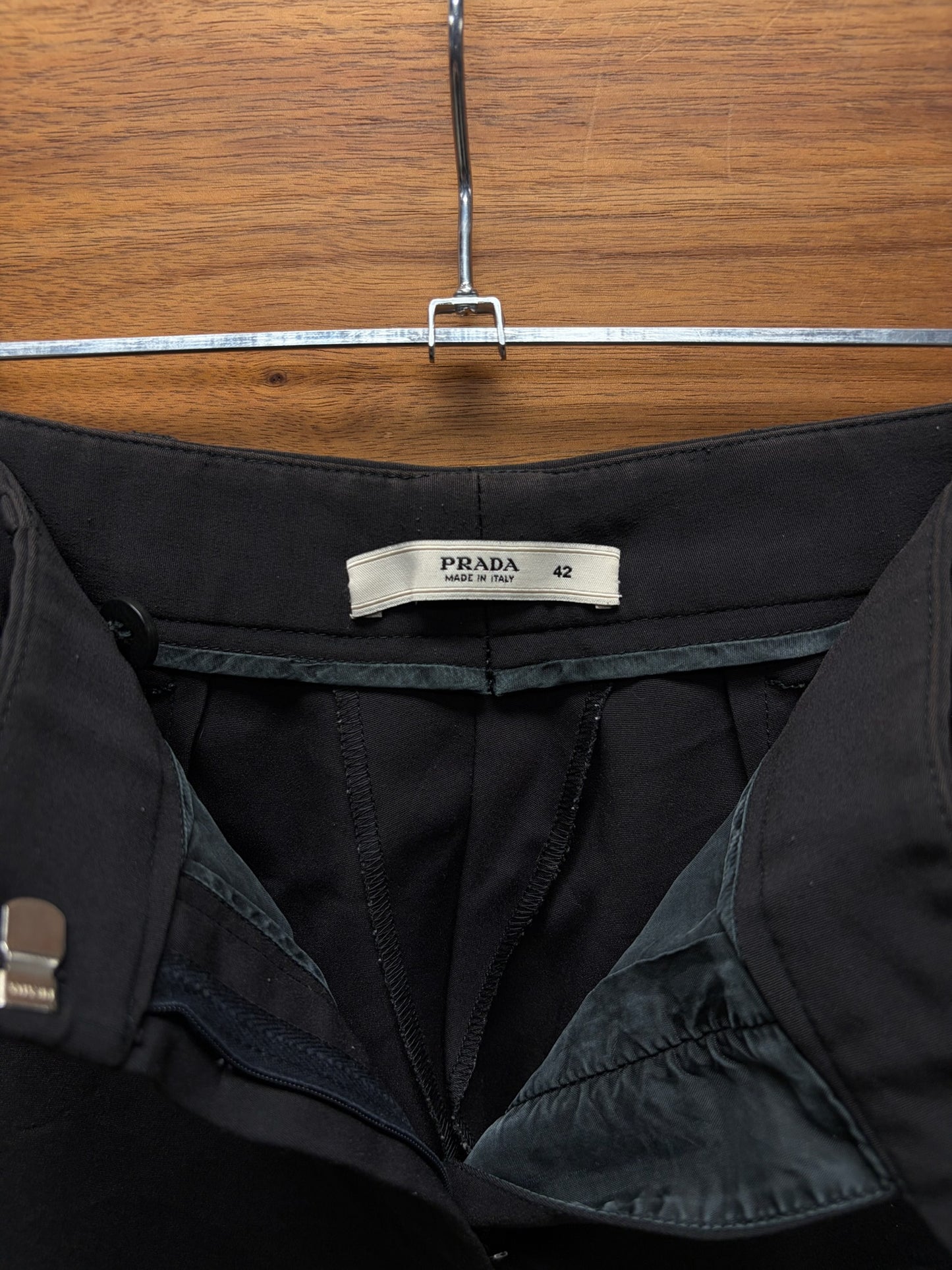 Prada Black Flared Leg Lightweight Trousers