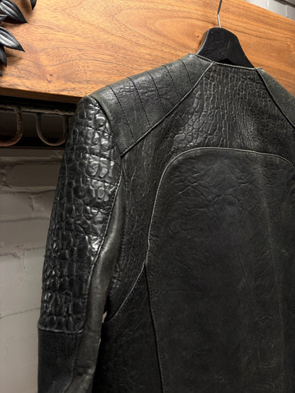 AW2015 Balmain x H&M Black Lambskin Leather Biker Jacket