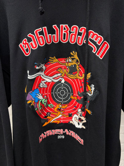 SS2019 Vetements ‘Augmented Reality’ Black Cartoon Oversized Hoodie