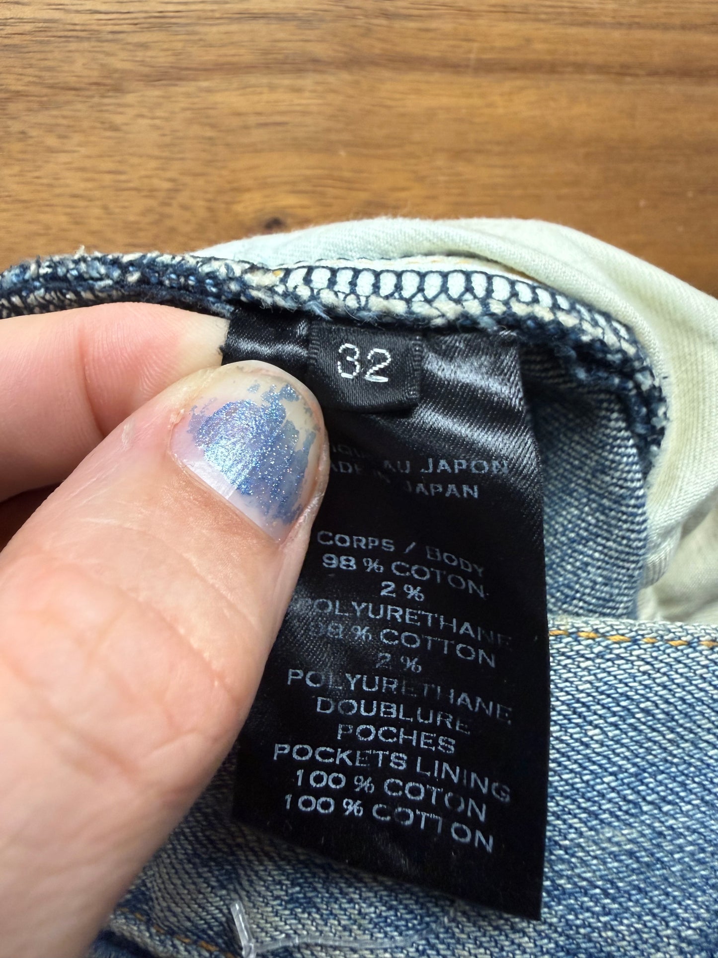 Balmain Dirt Washed Blue Distressed Biker Knee Denim