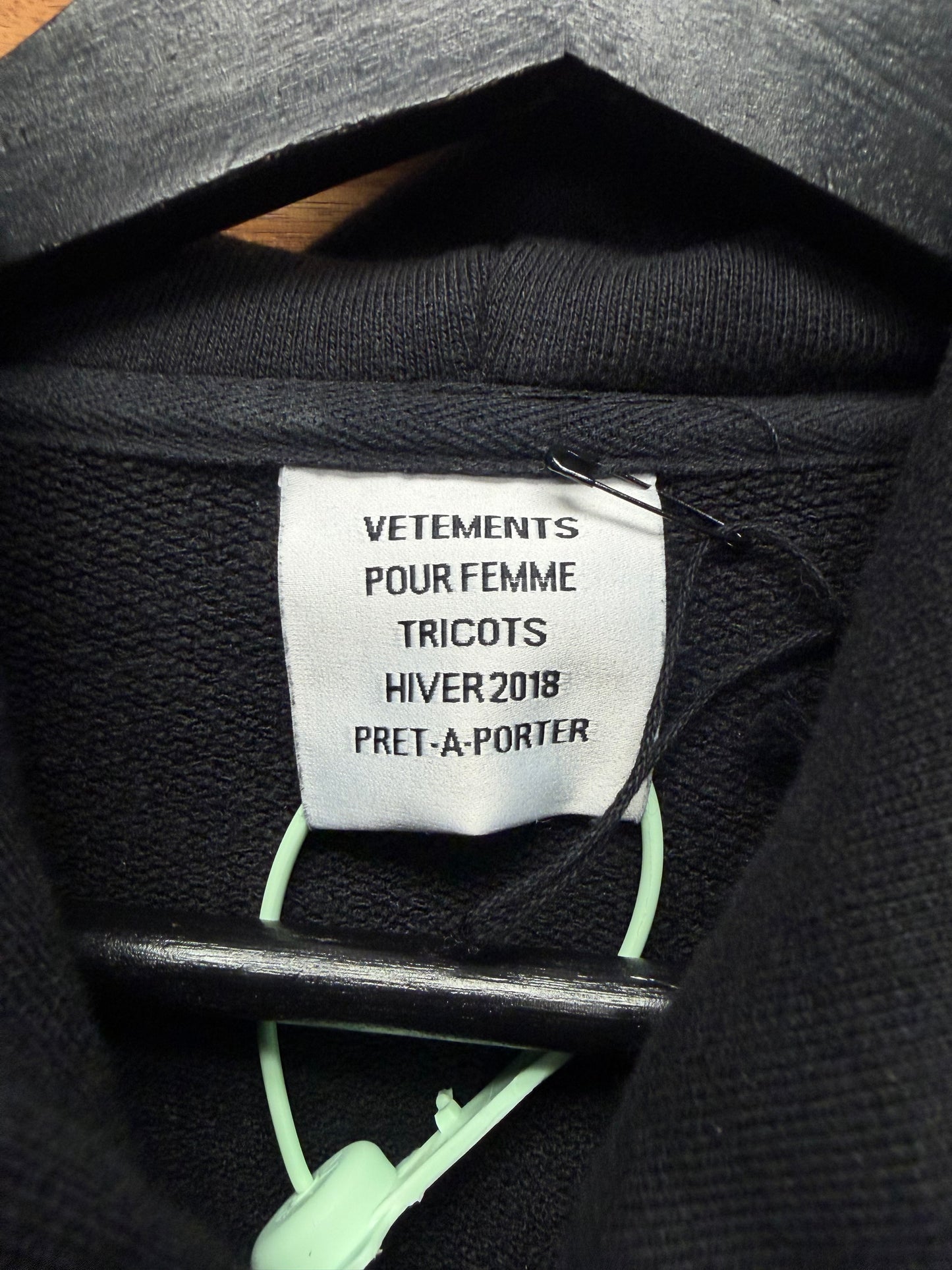AW2018 Vetements ‘Misplaced Skull’ Cropped Black Graphic Hoodie
