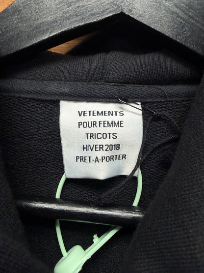 AW2018 Vetements ‘Misplaced Skull’ Cropped Black Graphic Hoodie