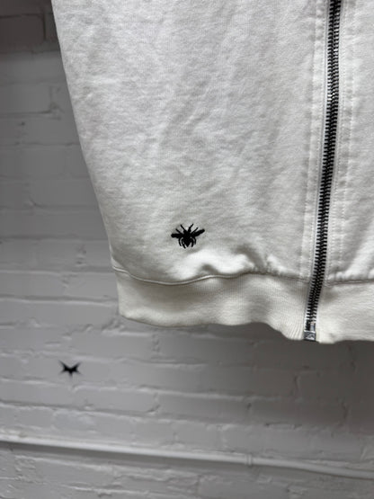 Dior Homme White ‘Bee Emblem’  Sleeveless Zip-Up Hoodie