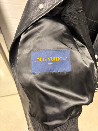 SS2023 Louis Vuitton by Virgil Abloh ‘Musicians’ Black Leather/Wool Varsity Jacket