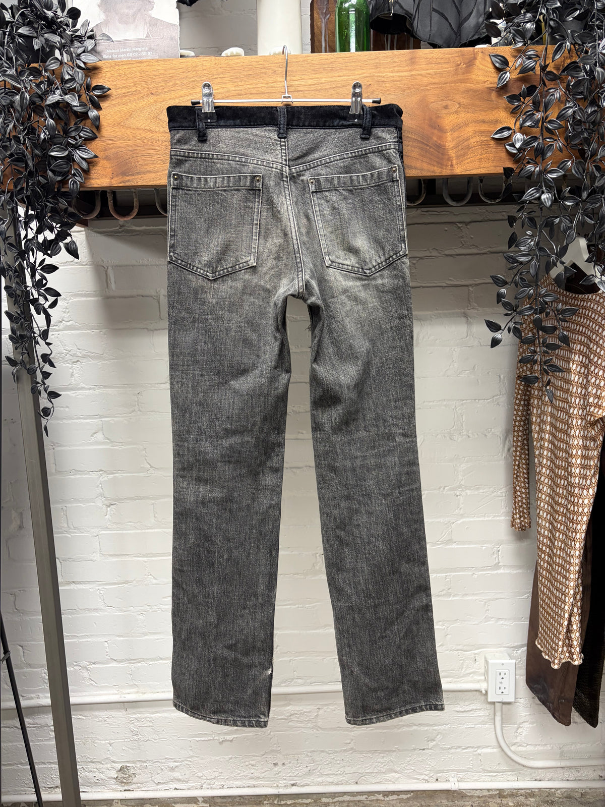 AW2002 Undercover ‘Witches Cell Division’ Crash Distressed Black Velvet Side Seam Denim
