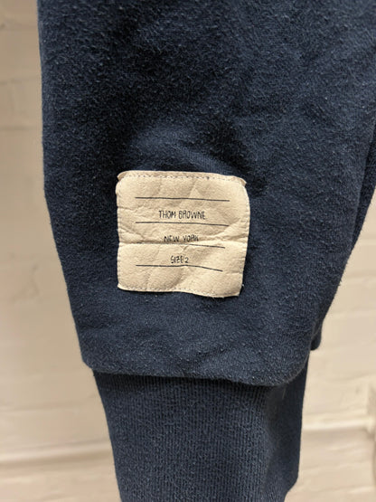 Thom Browne Navy/White ‘Striped Logo’ Sweatpants