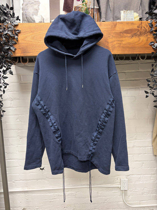 Helmut Lang ‘Lace Bondage’ Navy Blue Pullover Hoodie