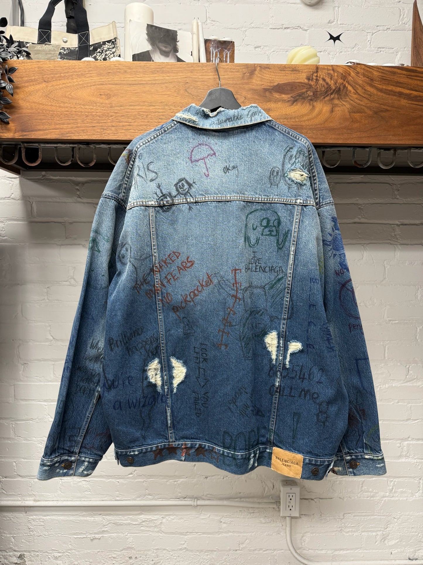 SS2022 Balenciaga ‘Graffiti’ Blue Denim Trucker Jacket