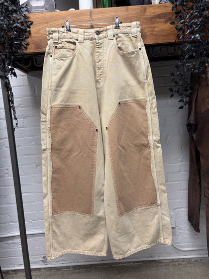 2025 Balenciaga Two Tone ‘Double Knee’ Carpenter Wide Leg Denim