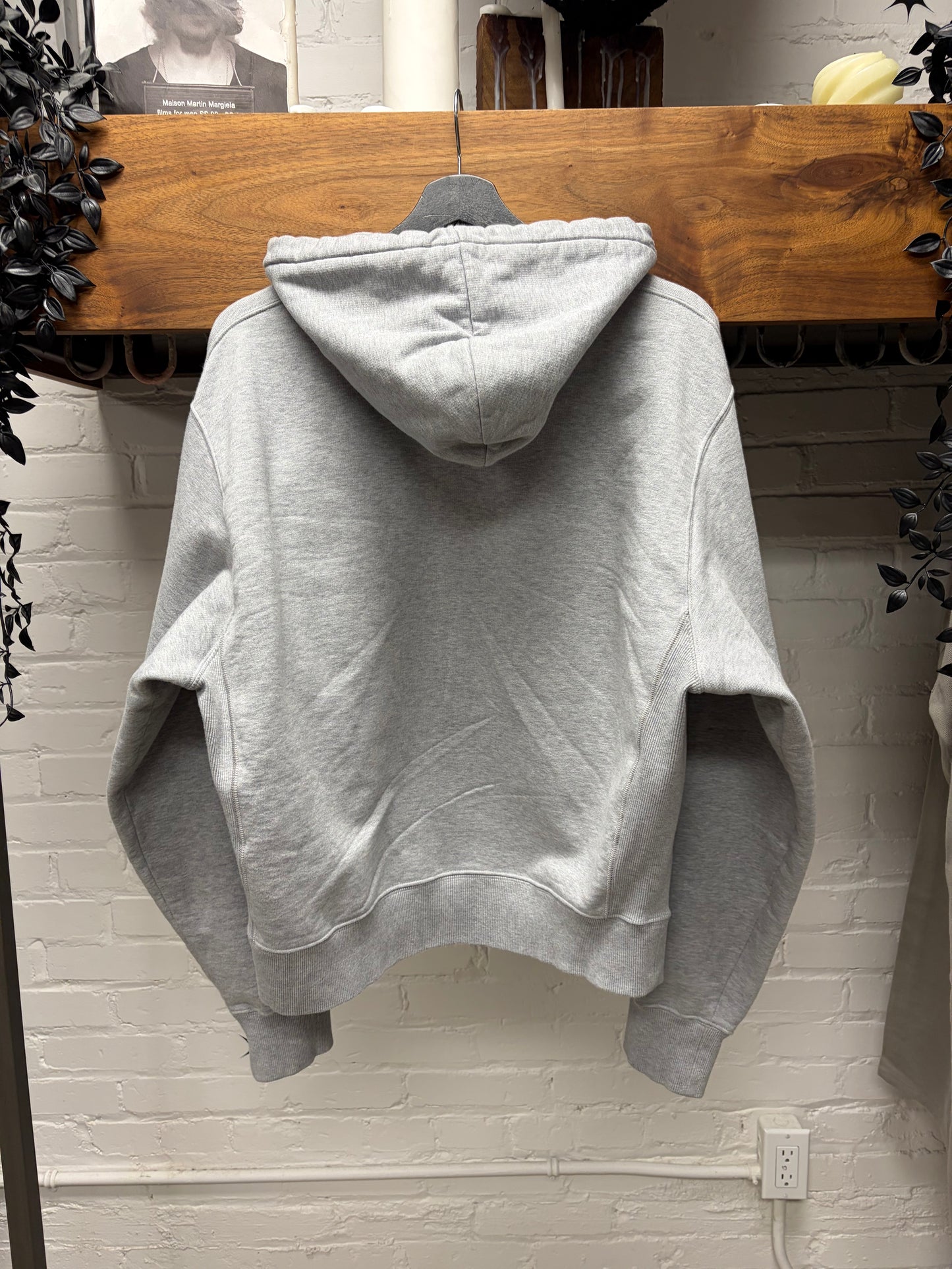 2023 Saint Laurent ‘YSL’ Embroidered Logo Grey Pullover Hoodie
