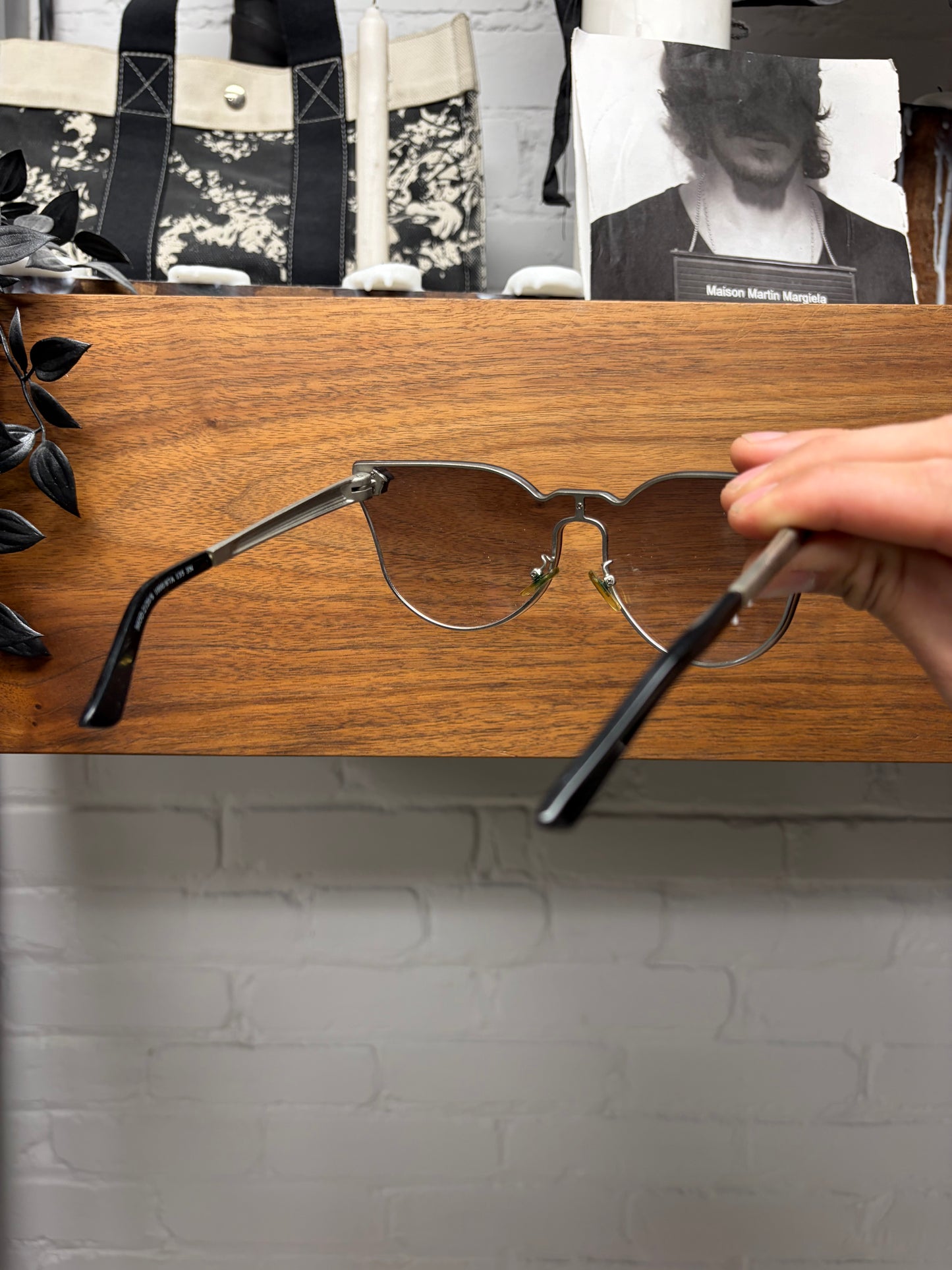 Versace Silver Frame ‘Medusa’ Icon Half Rim Sunglasses