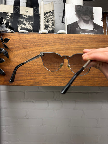 Versace Silver Frame ‘Medusa’ Icon Half Rim Sunglasses