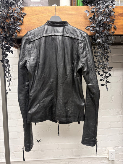 EKAM Black Lambskin Leather ‘Intarstia’ Jacket