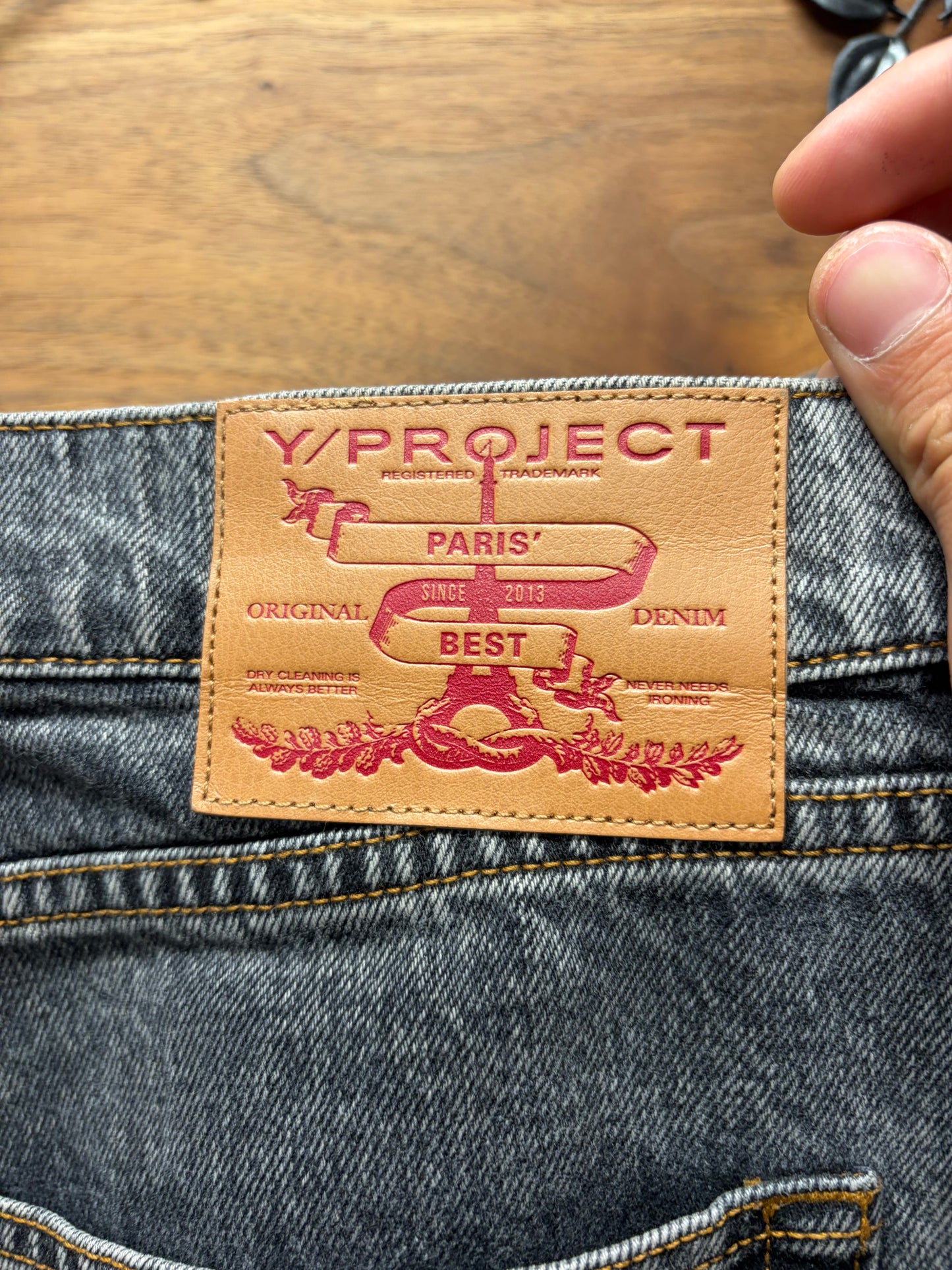 Y-Project ‘Metal Wire’ Shaped Grey Bootcut Denim